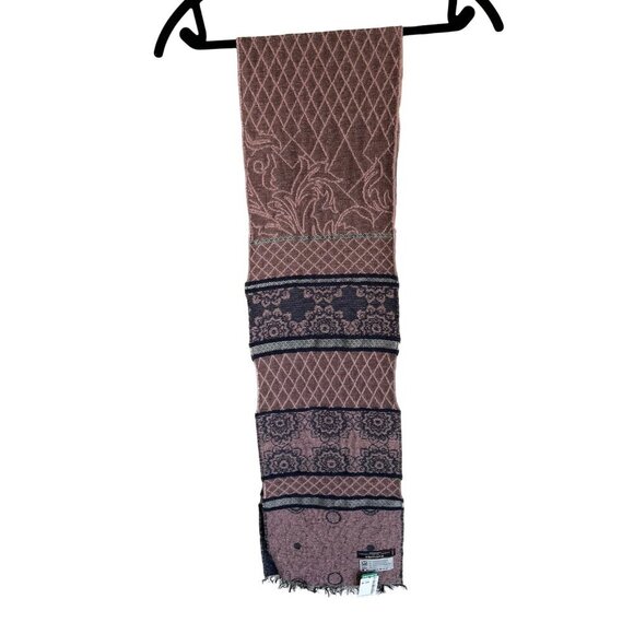 NWT SIMONS Patterned Dusty Pink Purple Scarf Paisley France 33% Wool Cotton Mix - Picture 1 of 16